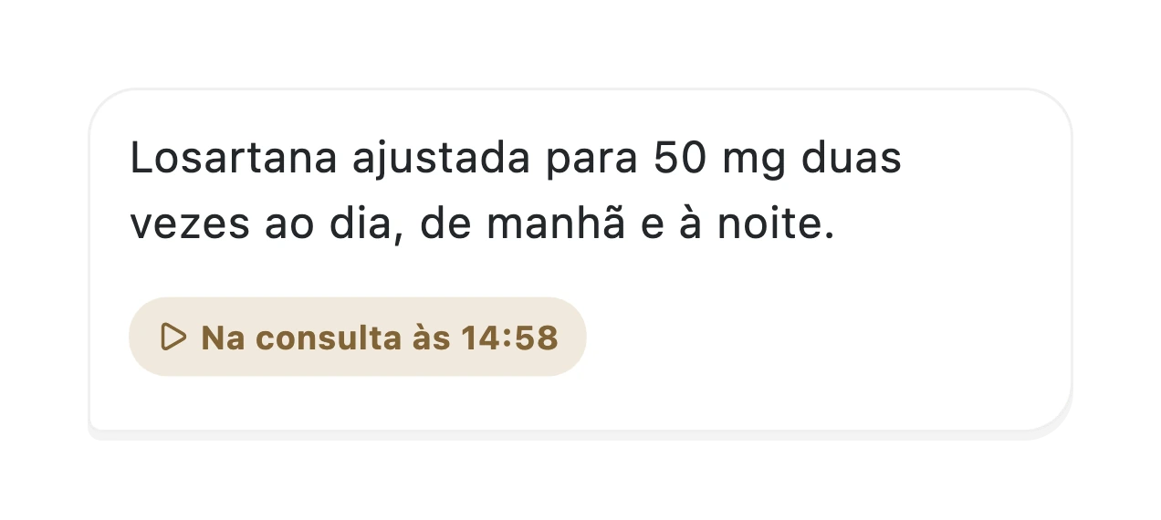 Uma resposta sobre uma consulta, com uma citação que leva ao momento em que aquilo foi dito